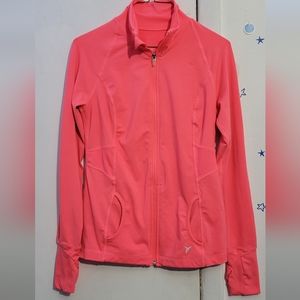 Womens Active Old Navy Zip Front Jacket Athletic Mock Neck Coat Pink size Small